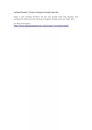 carlsbad plumber 24 hour emergency plumber near me