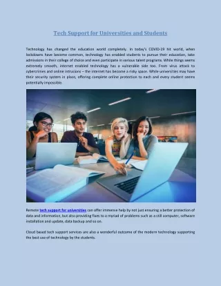 tech support for universities and students