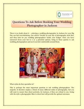 Questions To Ask Before Booking Your Wedding Photographer in Jackson