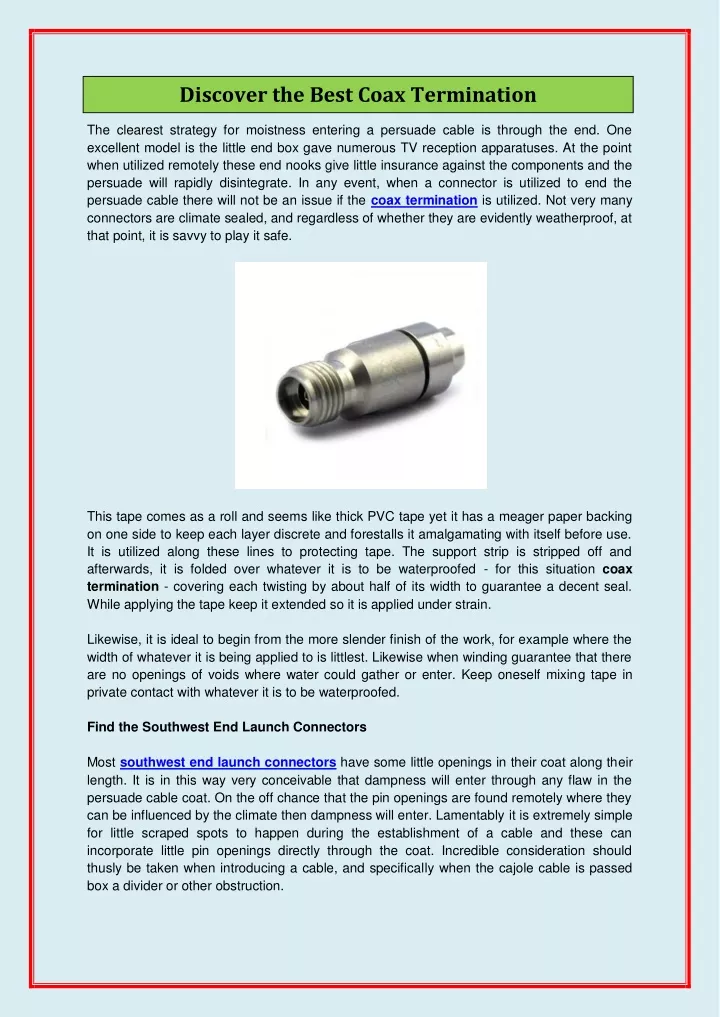 discover the best coax termination