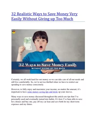 32 realistic ways to save money very easily