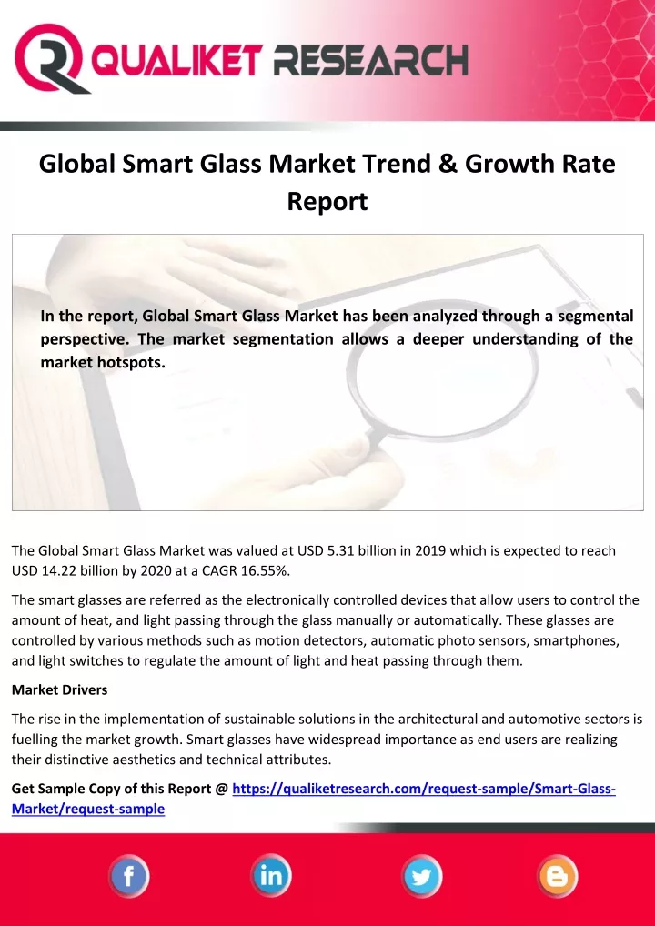 global smart glass market trend growth rate report