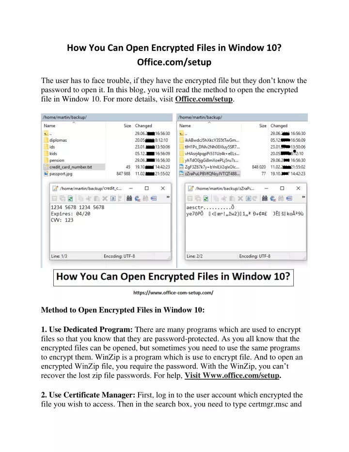 how you can open encrypted files in window