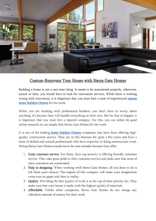 Custom-Renovate Your House with Sierra Gate Homes