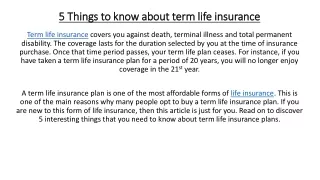 5 Things to know about term life insurance