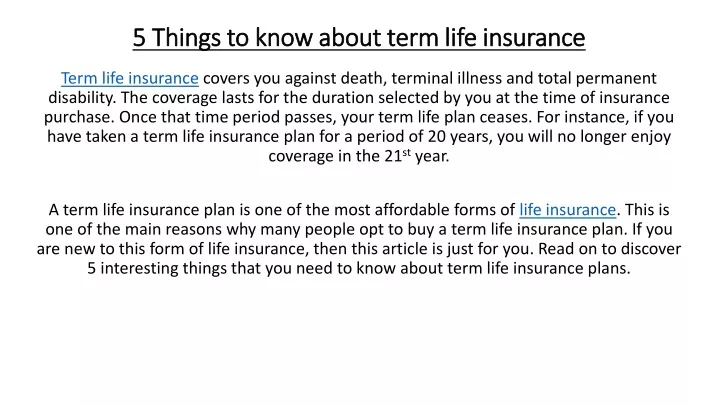 5 things to know about term life insurance