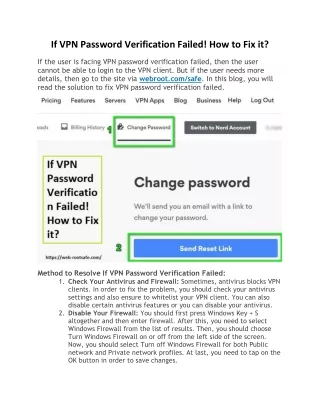 if vpn password verification failed how to fix it