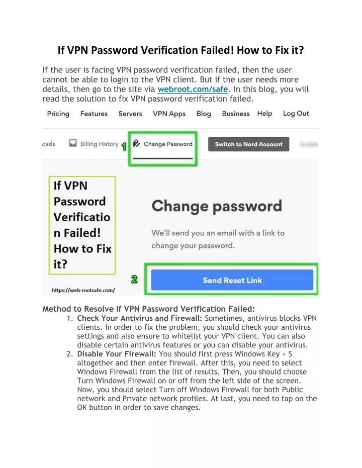 if vpn password verification failed how to fix it