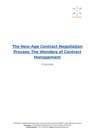 the new age contract negotiation process