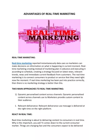 ADVANTAGES OF REAL TIME MARKETING