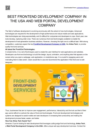 BEST FRONTEND DEVELOPMENT COMPANY IN THE USA AND WEB PORTAL DEVELOPMENT COMPANY