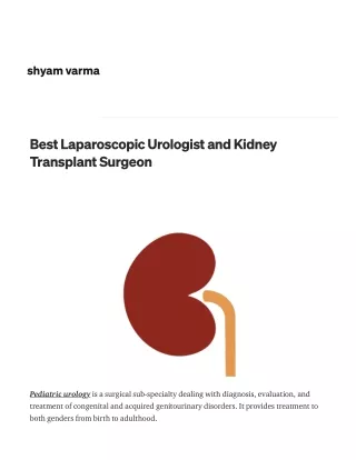 Best Laparoscopic Urologist and Kidney Transplant Surgeon -hyd