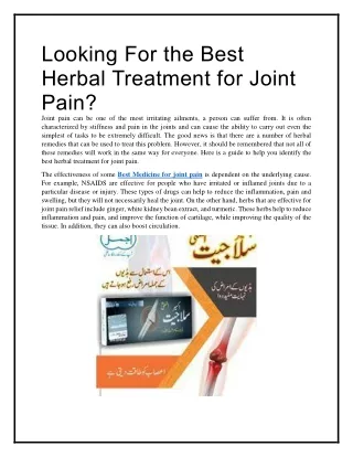 Looking For the Best Herbal Treatment for Joint Pain.docx
