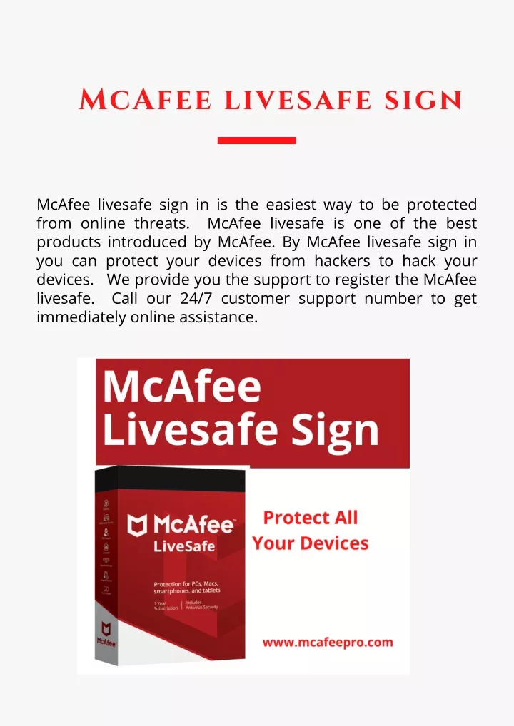 mcafee livesafe sign