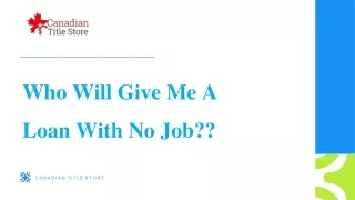 who will give me a loan with no job