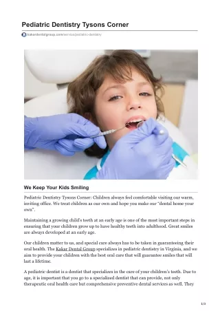 Find the best pediatric dental services in Tysons Corner & Falls Church