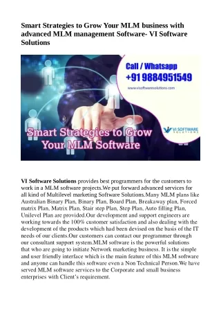 Smart Strategies to Grow Your MLM Software - VI Software Solutions