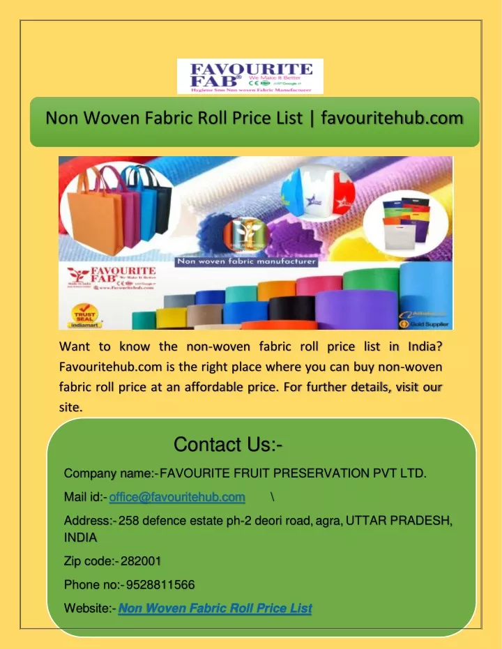 non woven fabric roll price list favouritehub com