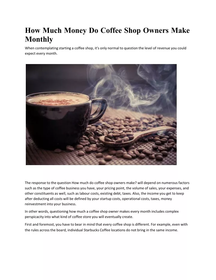 how much money do coffee shop owners make monthly