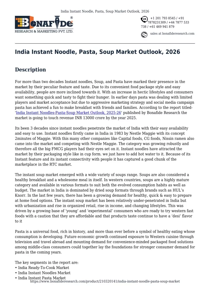 india instant noodle pasta soup market outlook