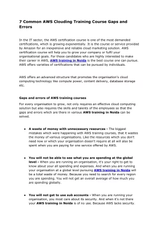 7 common aws clouding training course gaps