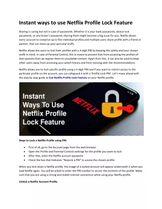 instant ways to use netflix profile lock feature