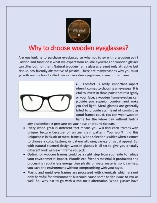 why to choose wooden eyeglasses why to choose