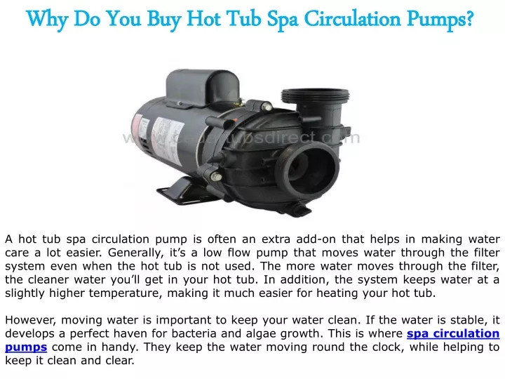 why do you buy hot tub spa circulation pumps