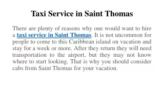 Taxi services in st Thomas