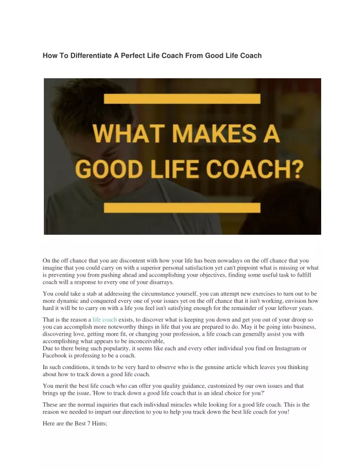 how to differentiate a perfect life coach from