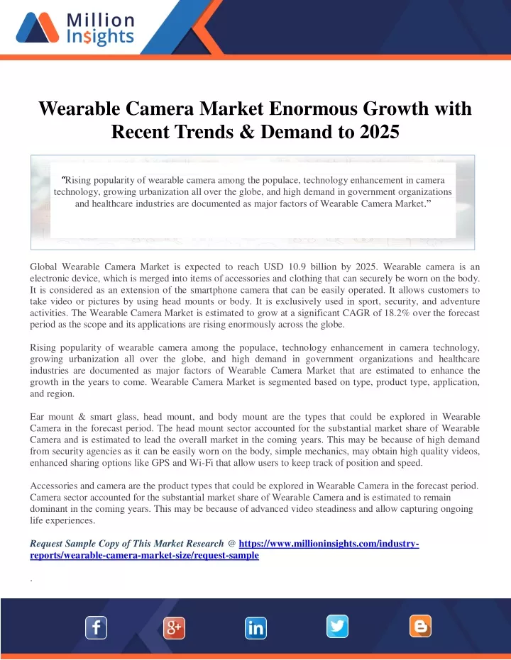 wearable camera market enormous growth with