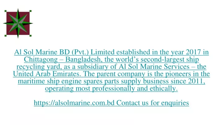 al sol marine bd pvt limited established