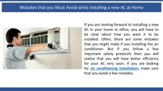 mistakes that you must avoid while installing