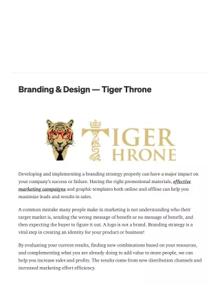 Branding & Design — Tiger Throne