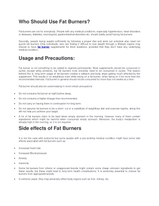 who should use fat burners fat burners