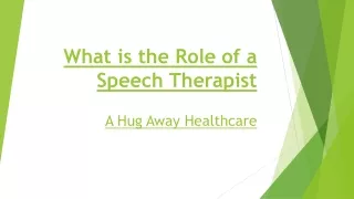 what is the role of a speech therapist