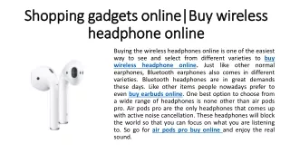 Shopping gadgets online | Buy wireless headphone online