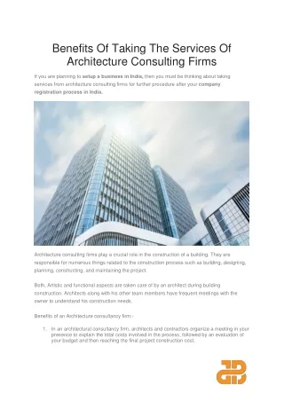 Benefits Of Taking The Services Of Architecture Consulting Firms