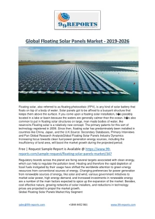 Global Floating Solar Panels Market - 2019-2026