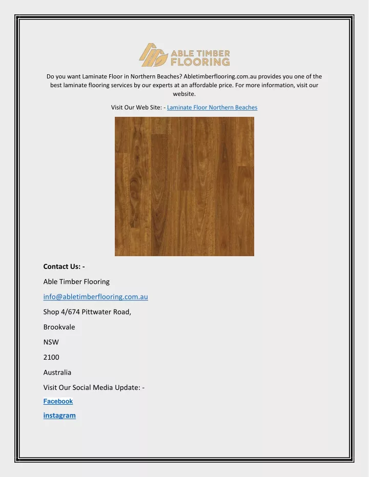 do you want laminate floor in northern beaches