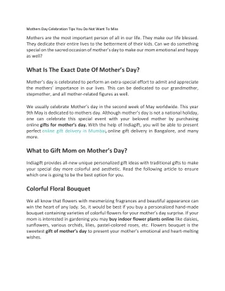 Mothers Day Celebration Tips You Do Not Want To Miss