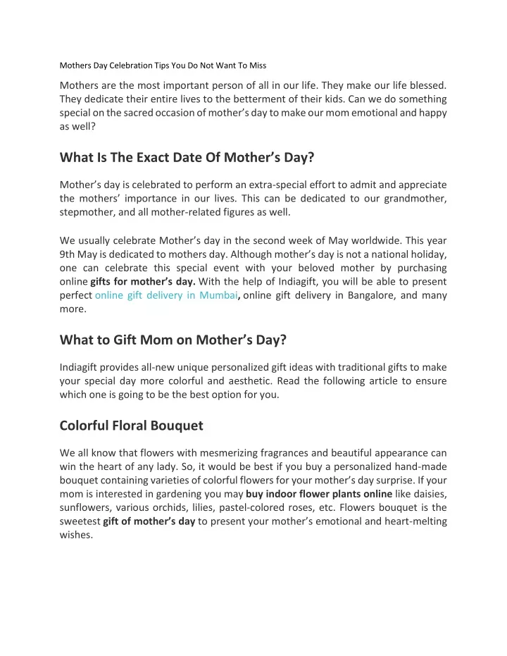 mothers day celebration tips you do not want