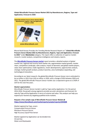global microfluidic pressure sensor market 2021