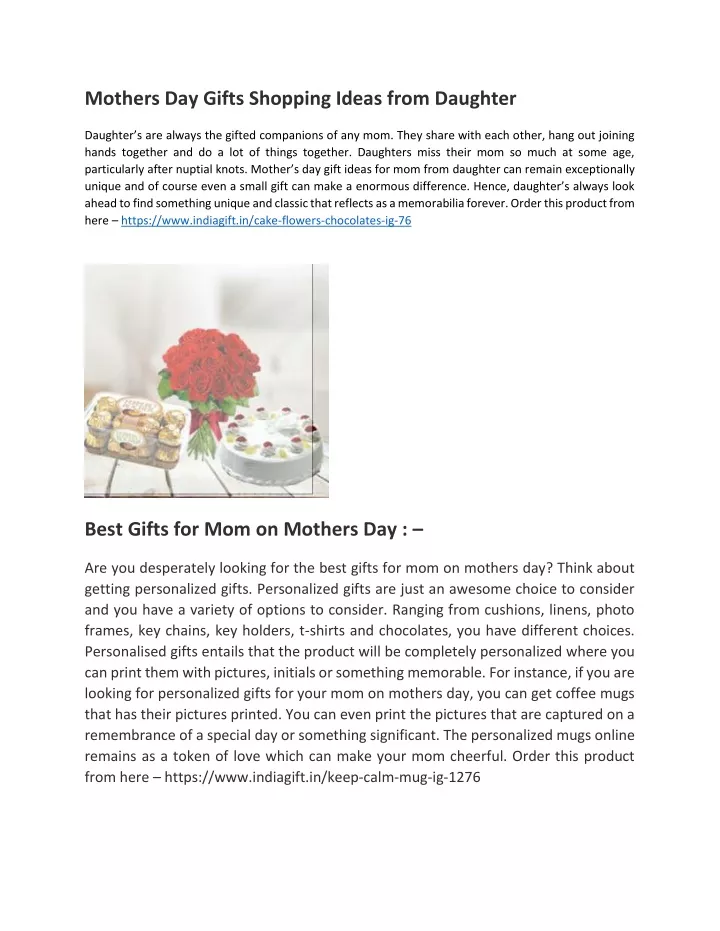 mothers day gifts shopping ideas from daughter