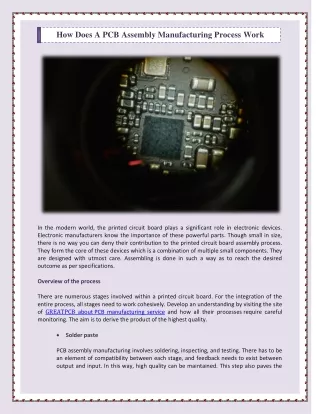 how does a pcb assembly manufacturing process work