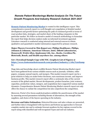 remote patient monitorings market analysis