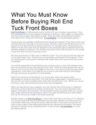 What You Must Know Before Buying Roll End Tuck Front Boxes