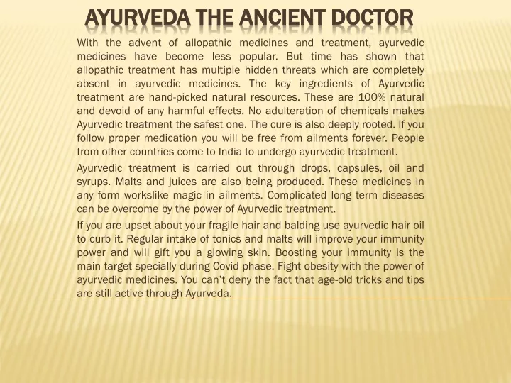 ayurveda the ancient doctor
