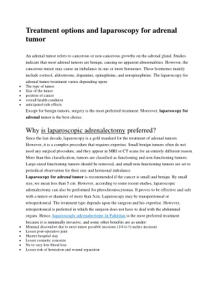 treatment options and laparoscopy for adrenal