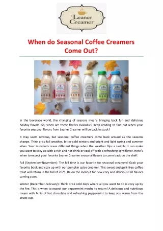 When do Seasonal Coffee Creamers Come Out?